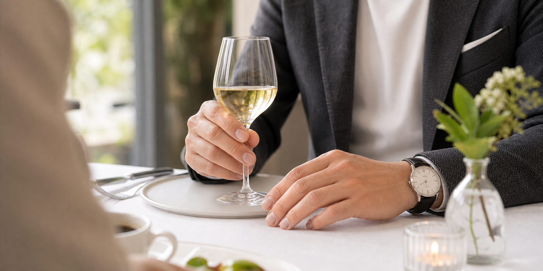 会食やデートで清潔感が伝わる男性の手元